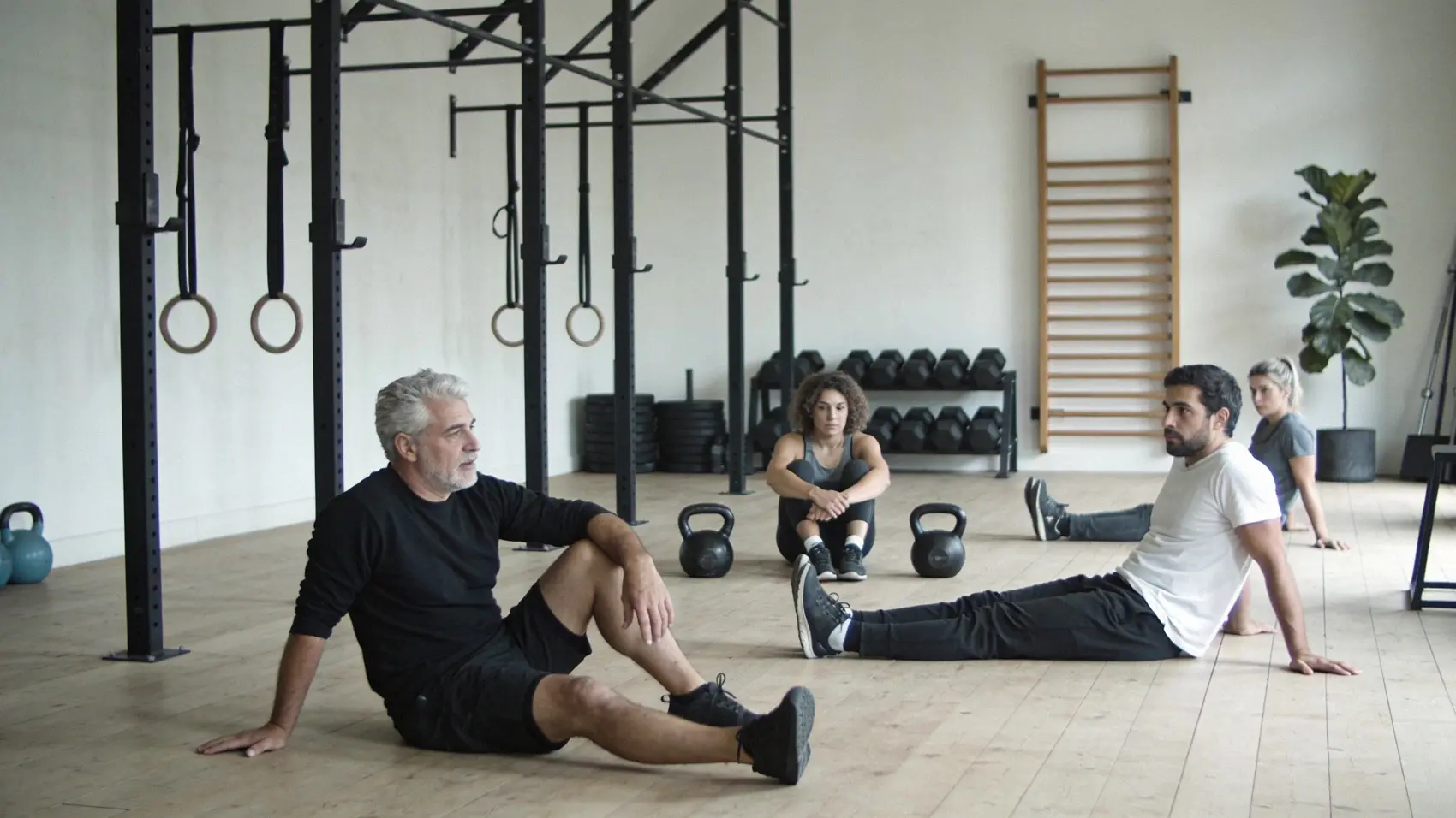Members training in a bright, calm gym